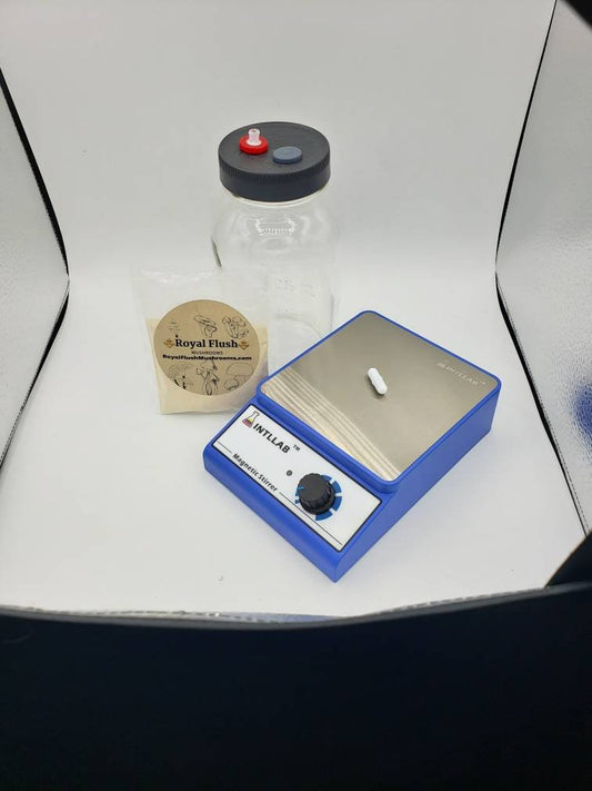 Liquid Culture Kit - Stir Plate&Bar, Quart Jar, LC Lid, and LC PreMix