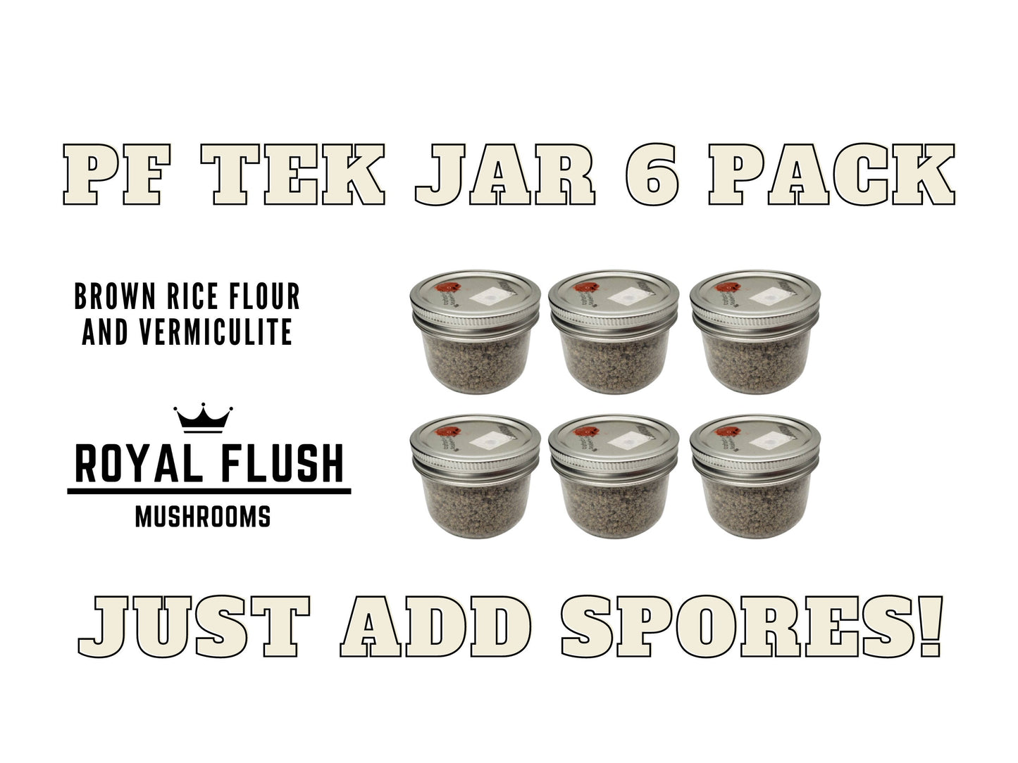 PF Tek Jar- 6 Pack - With Injection Ports and Air Filters
